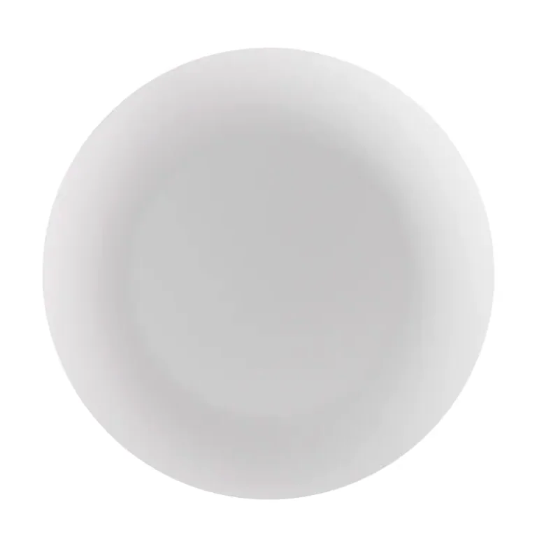 A white circular device viewed from the front.